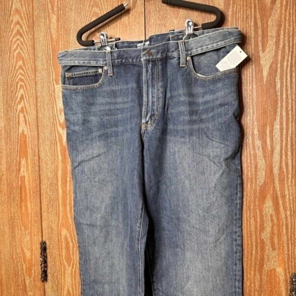 Lands End Square Rigger Men's Jeans Blue Denim 36x30 Straight Leg Waist Adjust - Picture 2 of 11
